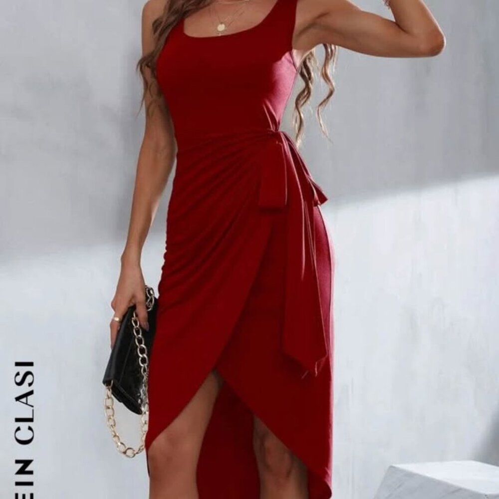 SHEIN Women’s Red Wrap Dress Size Medium/6